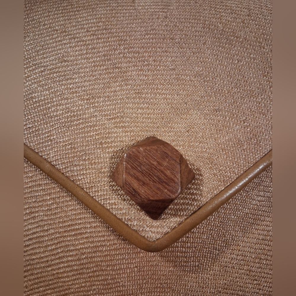 EUC RARE Vintage 70s Christian Dior Boutique Tan Linen & Silk Envelope Purse Bag - Picture 6 of 12